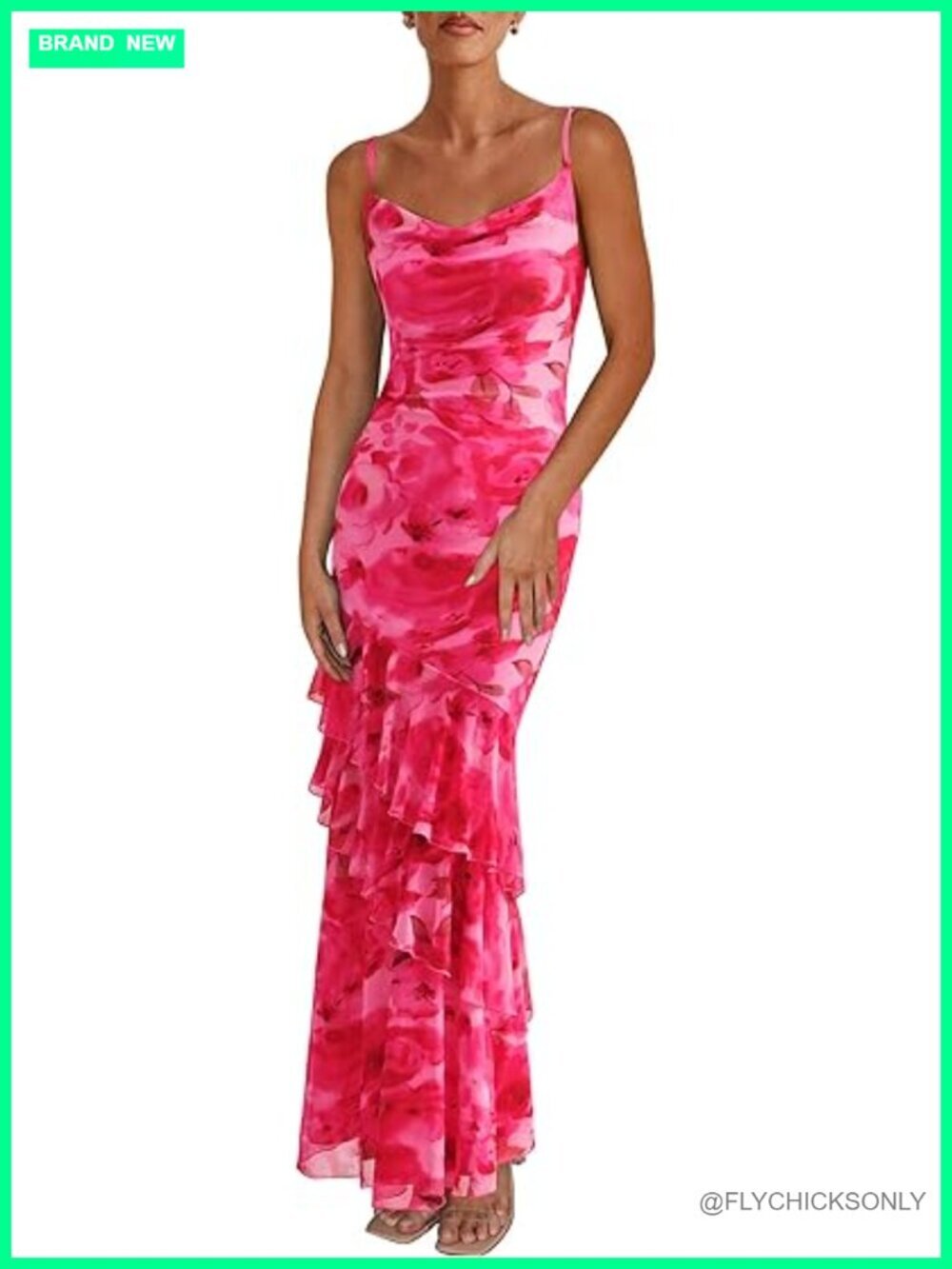 Tiered Floral Maxi Sundress Spaghetti Strap Wedding Guest Beach Bodycon